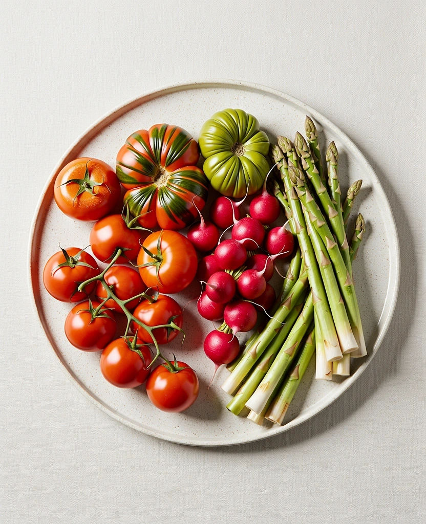 Fresh seasonal whole foods display